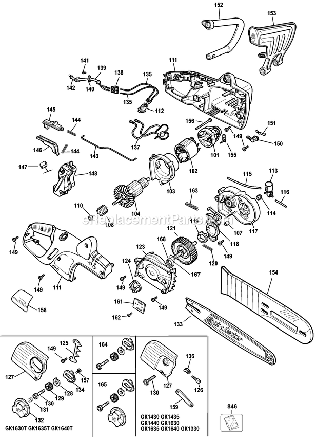 Black and Decker GK1640T-B3 (Type 4) Chainsaw Power Tool Page A Diagram